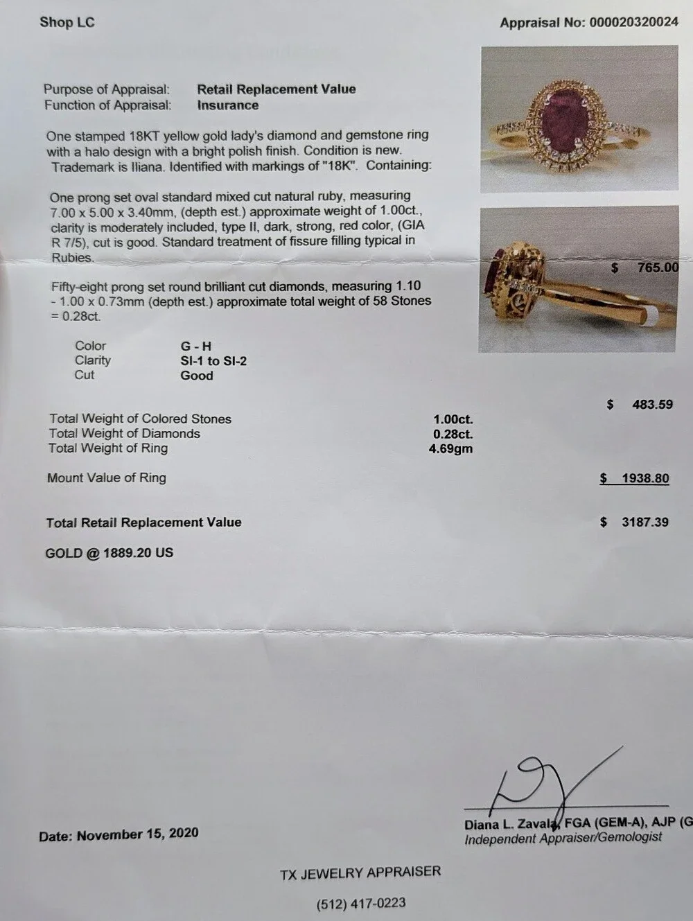 18K Gold AAA Burmese Ruby, Diamond Ring 1.28ctw GIA Certification/Appraisal